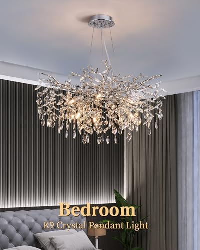 Modern Tree Branch Crystal Chandelier 10-Light Luxury Silver