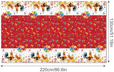 Lide Road Rooster Party Tablecloth 2 Pcs 54x87 Inch