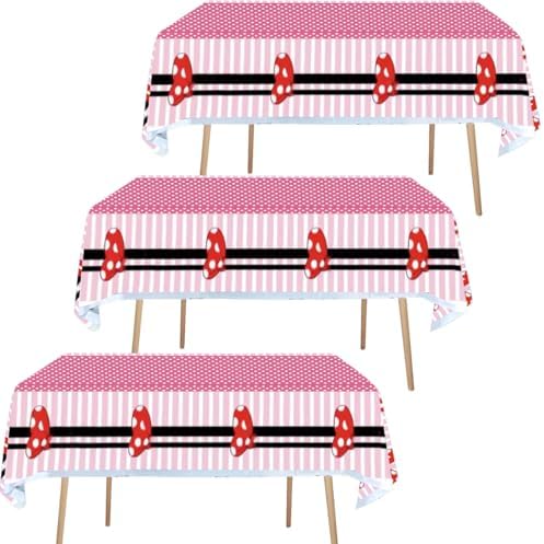 3pc Pink Mouse Tablecloth for Birthday Party Decorations