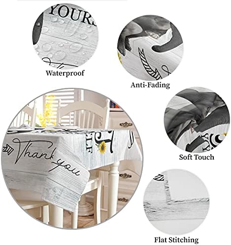 ZOE GARDEN Square Waterproof Tablecloth Grey Farmhouse