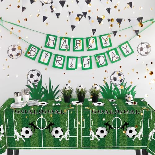 3Pcs Soccer Themed Tablecloth Set for Parties