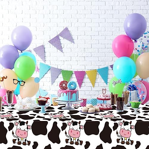 3 Pcs Cow Print Tablecloth for Farmhouse Birthday Party