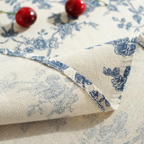 Kids Table Cloths 71 x 51 Inch Blue Floral Print with Fringe