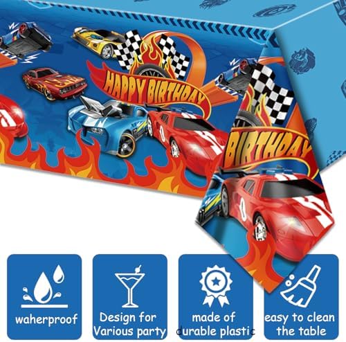 2 PCS Wheel Party Supplies Tablecloth - Hot Themed Birthday Decor