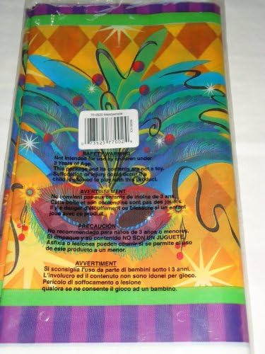 Masquerade Printed Plastic Tablecover Mardi Gras Party
