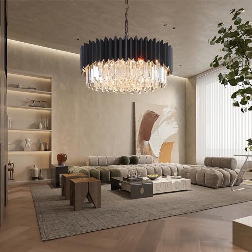 Black Crystal Chandelier with 5-Tier Design