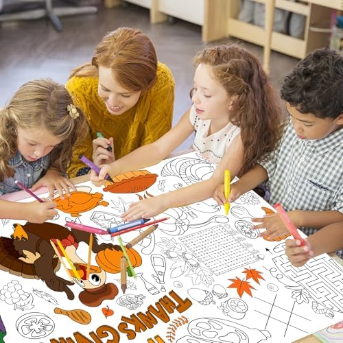 DIYASY Thanksgiving Coloring Tablecloth for Kids