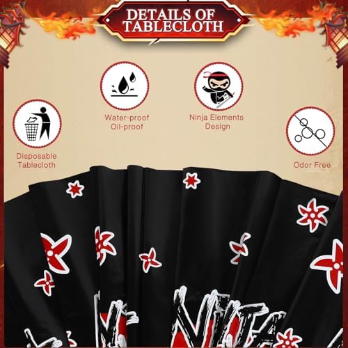 Gejoy 3 Pcs Ninja Theme Tablecloth Set