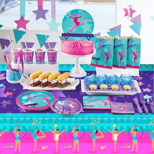 PHOGARY Gymnastics Party Tablecloth Set Purple 54x108 Inch