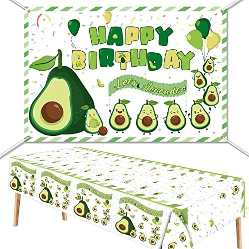 Fruit Avocado Backdrop and Tablecloth Set for Birthday Parties