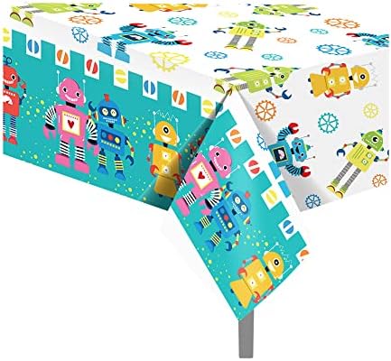 2Pcs Robot Party Plastic Table Covers for Holiday Events