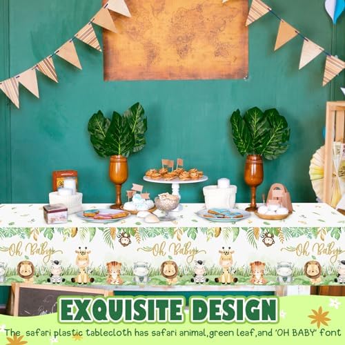 6 Pcs Safari Baby Shower Tablecloths Jungle Animals Decorations