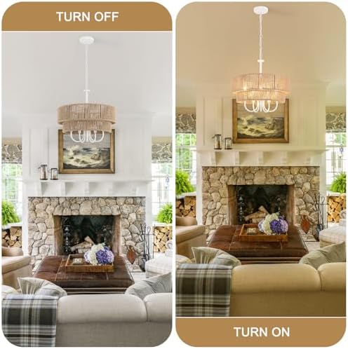 18 Inch Rattan Chandelier with Wicker Shade
