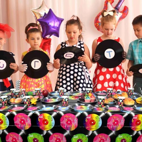 4 Pack 1950s Record Themed Tablecloths