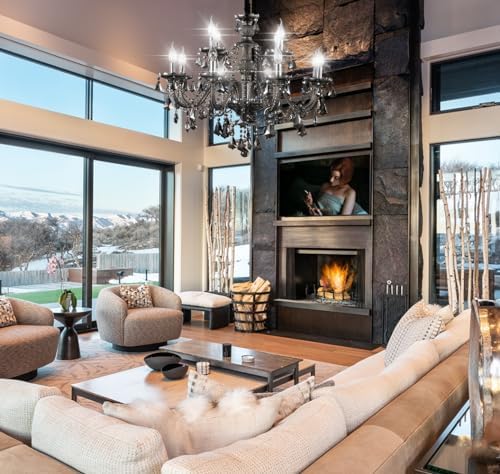 Modern Crystal Chandelier 12 Light Smoky Gray Luxury Ceiling Light