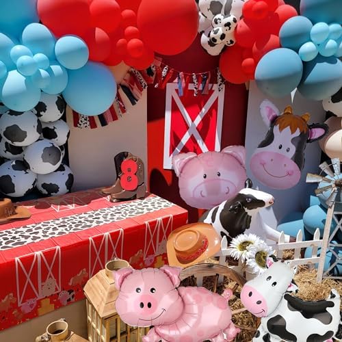 GGDE Farm Animal Theme Table Cover Set 2 Pcs Red