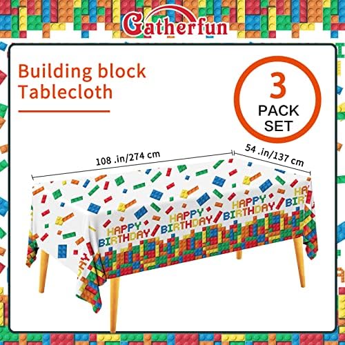 Gatherfun Building Block Tablecloth Set 3 PCS 54x108 Inches