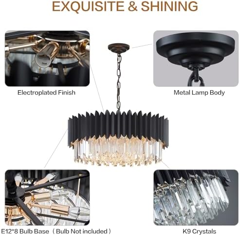 Black Crystal Chandelier with 5-Tier Design