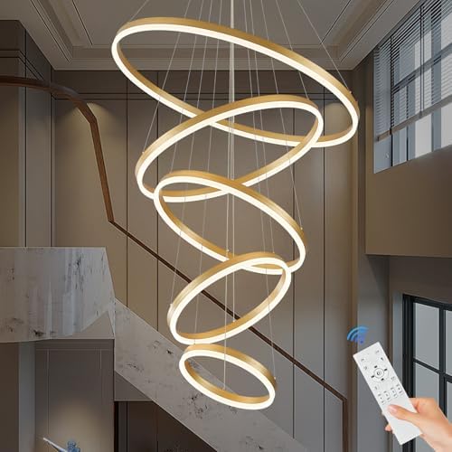 5-Rings Dimmable LED Chandelier with Remote Control