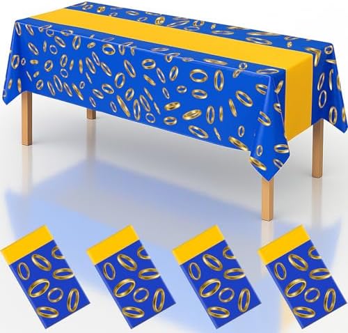 4Pcs 2in1 Gold Ring Tablecloth for Birthday Parties