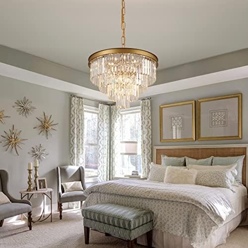 Modern Crystal Chandelier Gold 24 Inch Round Lighting Fixture