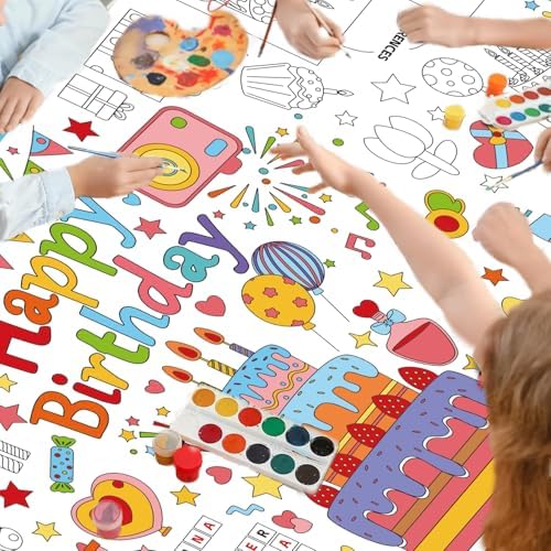 30x72 Inches Happy Birthday Giant Coloring Poster Tablecloth