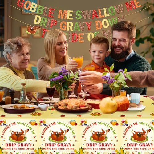 3Pcs Gobble Me Swallow Me Thanksgiving Tablecloths