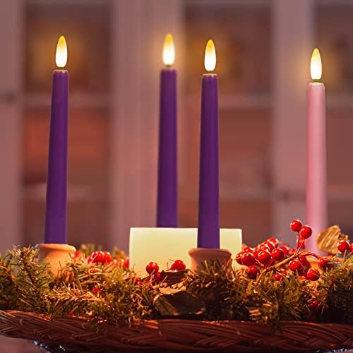 79 Inch Flameless Advent Candles Set of 4 3 Purple 1 Pink