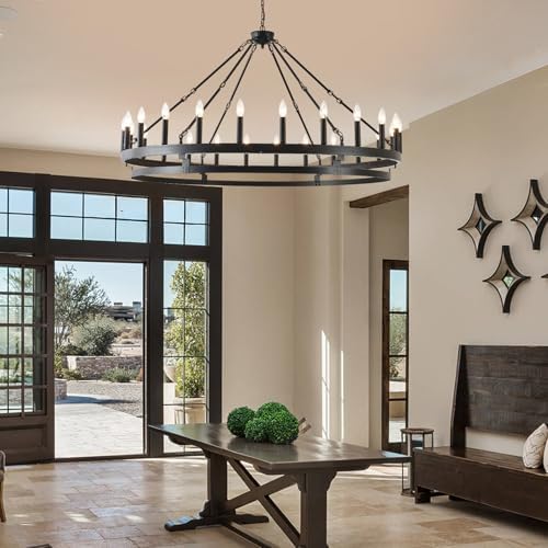 53 Inch Wagon Wheel Chandelier 24 Light Farmhouse