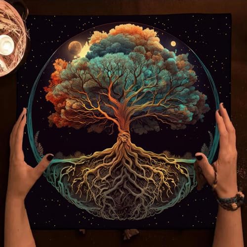 Spiritual Tablecloth with Trees of Life Design