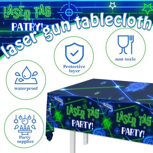 Neon Glow Laser Tag Tablecloth 3 Pack