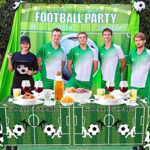 3Pcs Soccer Themed Tablecloth Set for Parties
