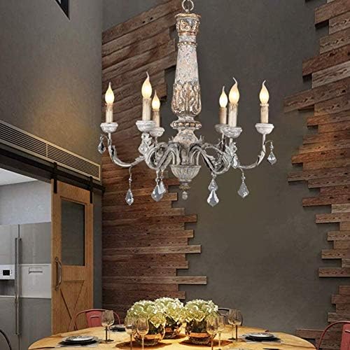 6 Light Curved Arm Antique Chandelier for Living Room
