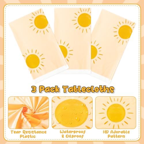 3Pcs Boho Sun Birthday Tablecloths