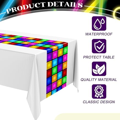 Irenare 3-Pack Neon Disco Tablecloths