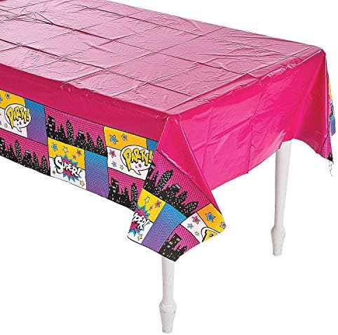 Fun Express Superhero Girl Tablecloth 54x108