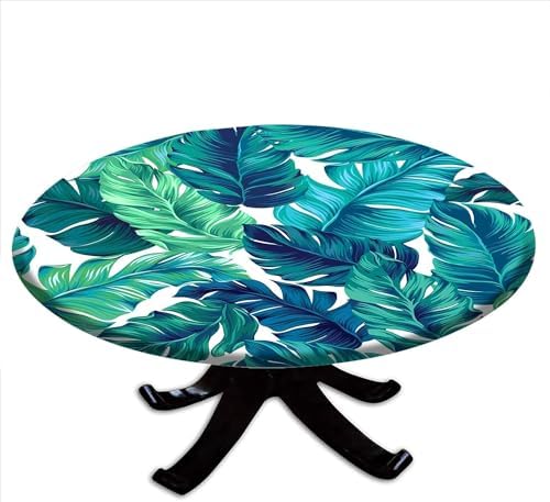Floral Round Tablecloth with Elastic Edge for 24-28 Inch Tables