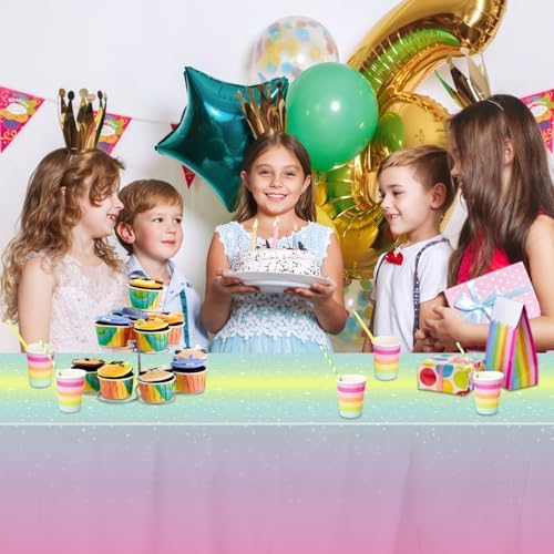 Pastel Rainbow Table Cloths 3-Pack - 86x51 Inches