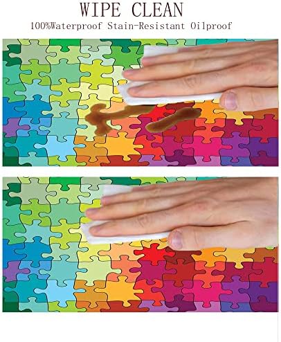 JUNTAIY Round Tablecloth 44 Inch Multicolor Fractal Design