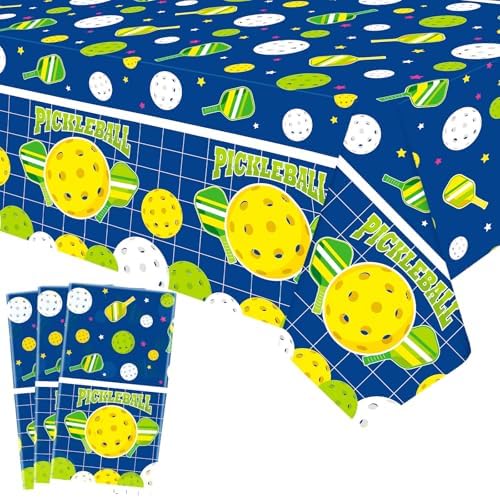 Lilwemen 3 Piece Pickleball Tablecloth Decorations 51x865in