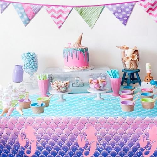 3Pcs Mermaid Birthday Tablecloths 54x108 Inch