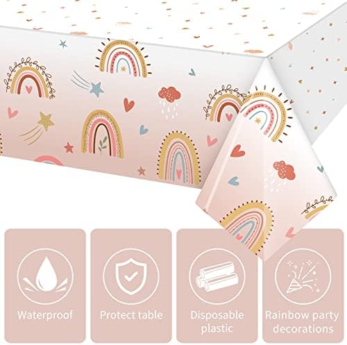 Tiamon 3 Pcs Boho Rainbow Tablecloths for Summer Parties