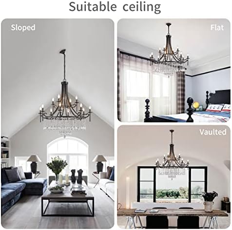 WUZUPS 12-Light Candle Chandelier Black