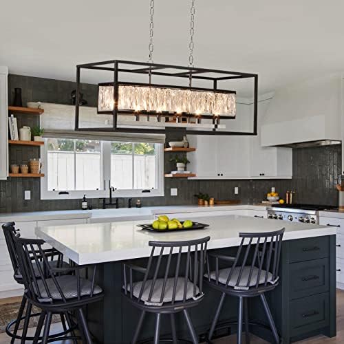Vezzio 6-Light Black Rectangle Chandelier for Dining Room and Kitchen Island