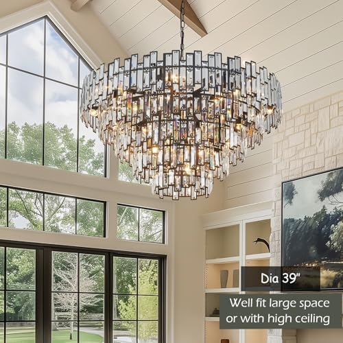Large Black Chandelier for High Ceilings Modern Farmhouse