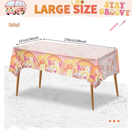 6 Pcs Groovy Retro Daisy Flower Tablecloths for Parties