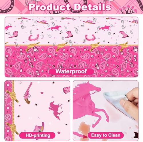 3 Pack Western Cowgirl Plastic Tablecloths for Birthday Parties