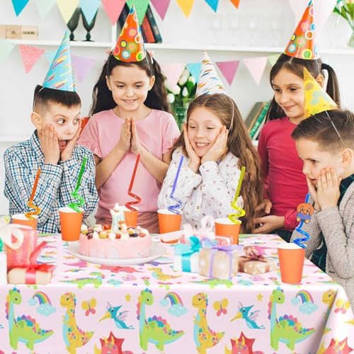 3 Pack Pink Dinosaur Tablecloth for Girls Birthday