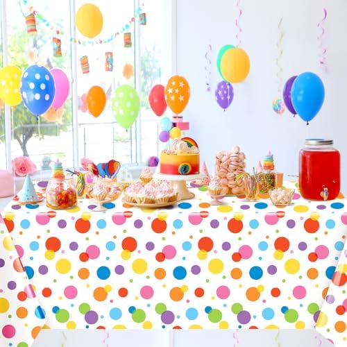 Oudain 108 x 54 Inch Polka Dot Plastic Tablecloth