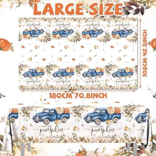 3Pcs Little Pumpkin Tablecloths Fall Baby Shower Decorations